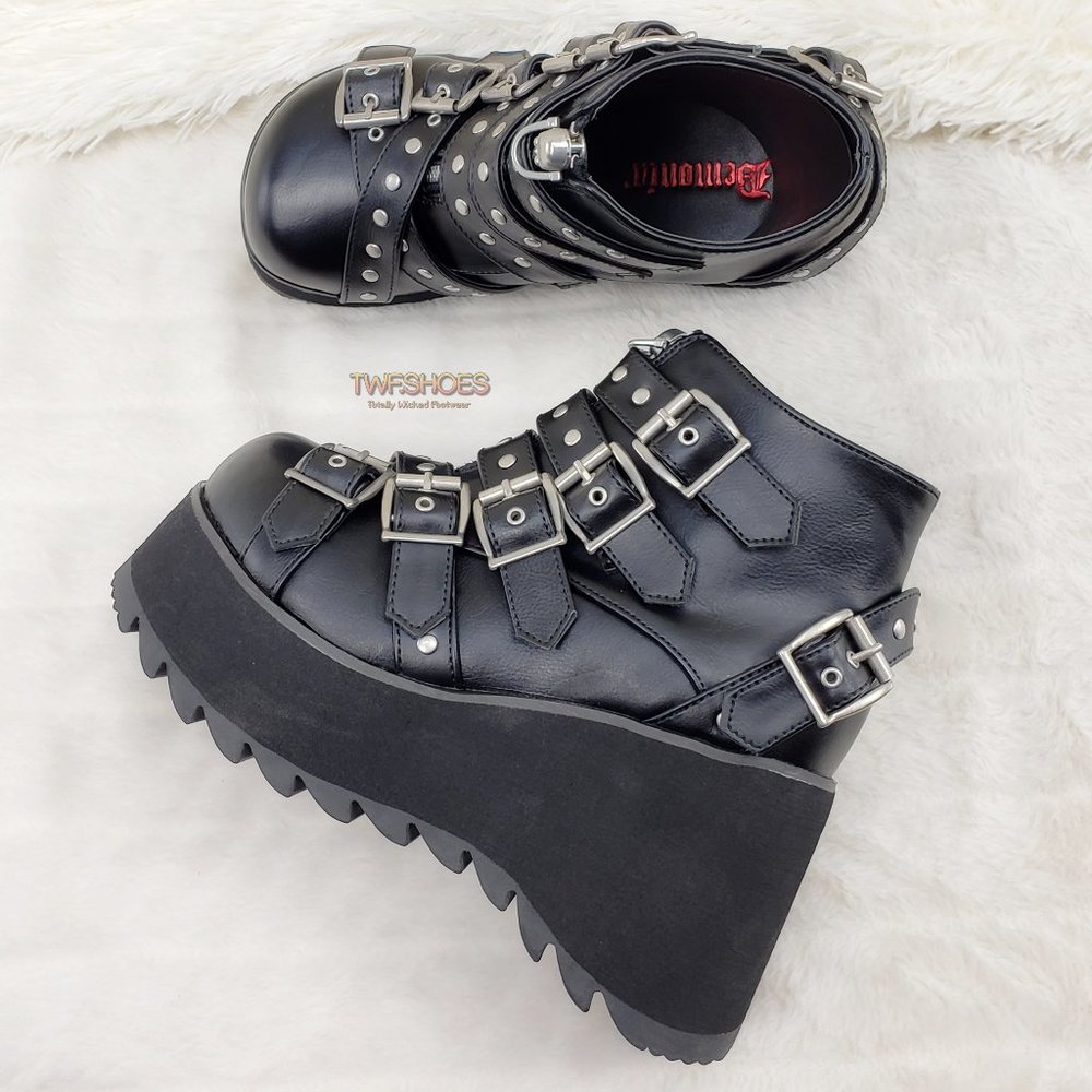 Platform Goth Boot Bootie Skull Head - Picture 6 of 13